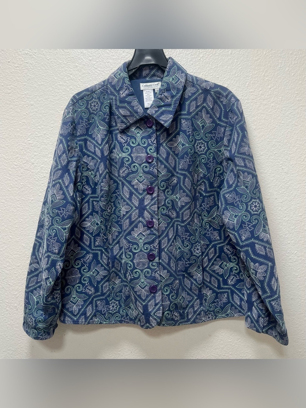 Coldwater Creek Embroidered Geometric & Floral Pattern Jacket 2X
